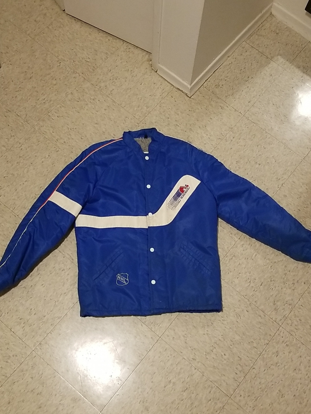 NHL Royal Blue Men's Bomber Jacket with White Stripe